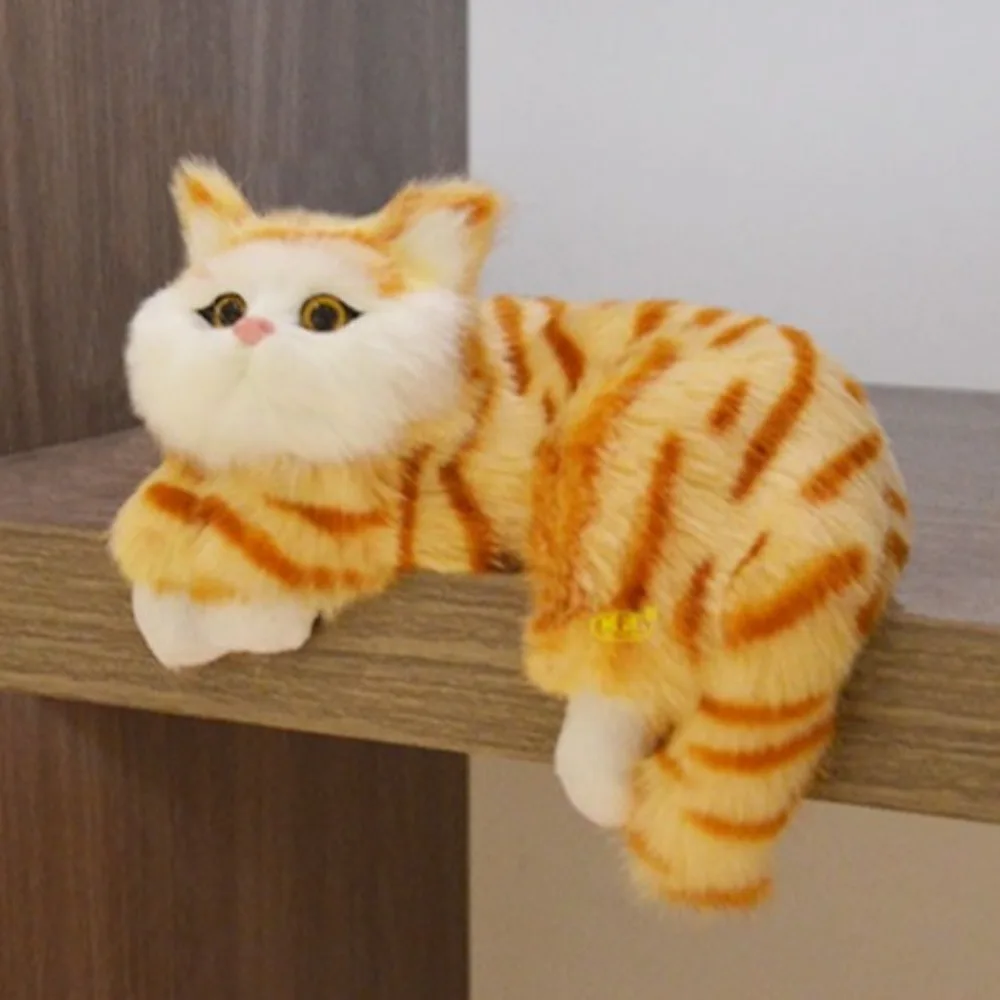 فروي محاكاة القط شنقا زخرفة تماثيل صغيرة على شكل حيوانات لينة وهمية القط نموذج واقعية لطيف الحيوانات المحشوة المنحوتات هدية الطفل #3