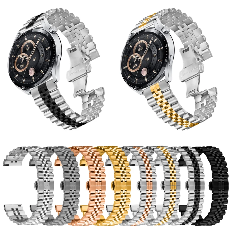 Металлический ремешок 22 мм для Huawei Watch GT5 GT 5Pro GT4 GT3 GT2 2E 46 мм Браслет из нержавеющей стали для Redmi Watch 5/3 Active/Lite Band