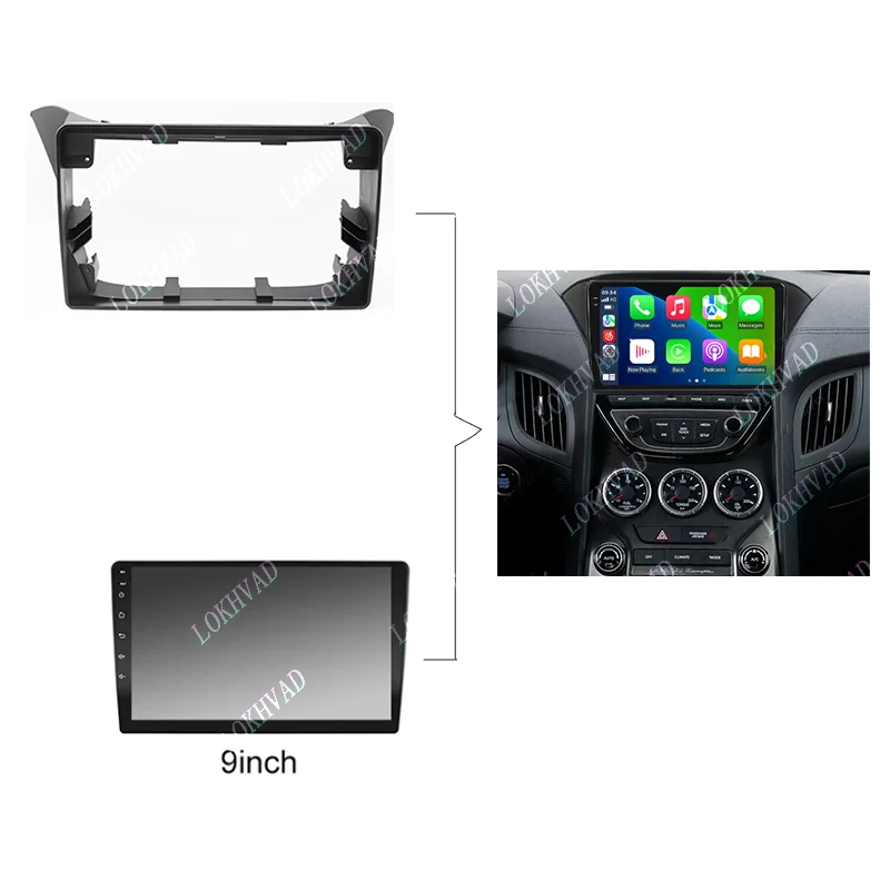 9 Inch Car Frame Fascia Adapter Canbus Box Decoder Android Radio Dash Fitting Panel Kit For Hyundai Genesis Rohens Coupe 2012