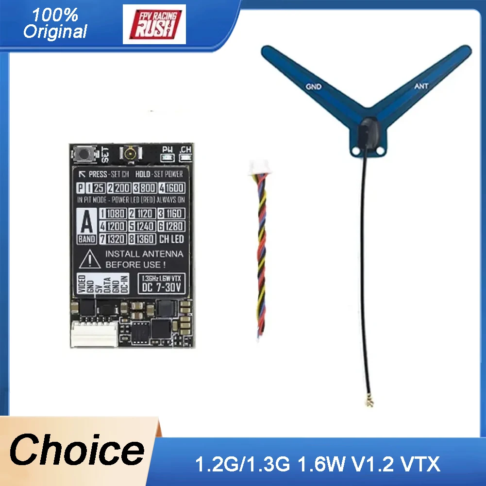 

Rush V1.2 VTX 1.2G 1.3G 1.6W модуль аналогового видеопередатчика 7-30V для RC FPV Drone Parts
