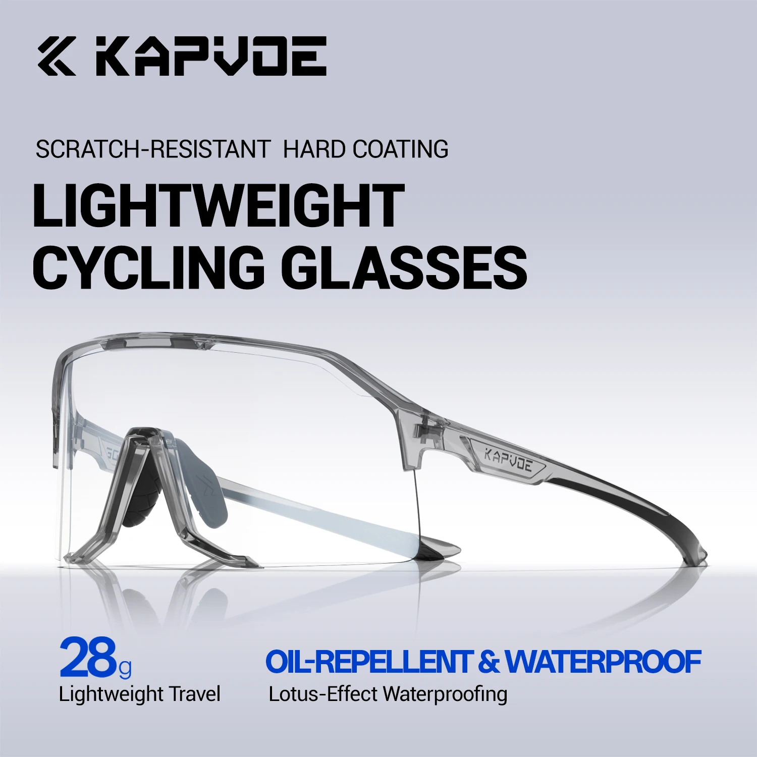 Kapvoe Photochromic Cycling Sunglasses UV400 MTB Road Bike Sports Glasses Men Women Outdoor Riding Windproof Protection Glasses