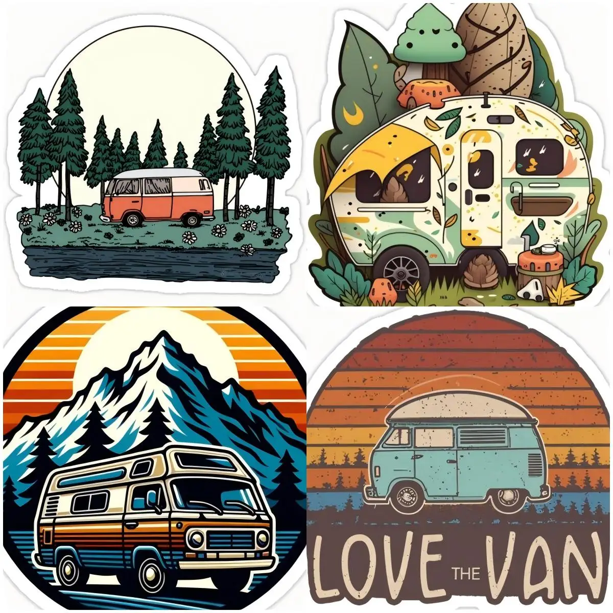 

Camper Van Car Sticker Van Life Windshield Laptop Decal Motorcycle Scratch-proof Rv Car Styling Surfboard Decoration