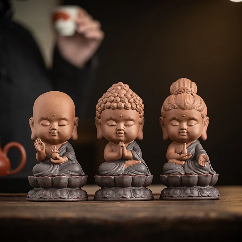 

Zen Dance Three Sages Tea Pet Decoration Home Ceramic Buddha Style Living Room Bo Gu Shelf Desktop Decoration