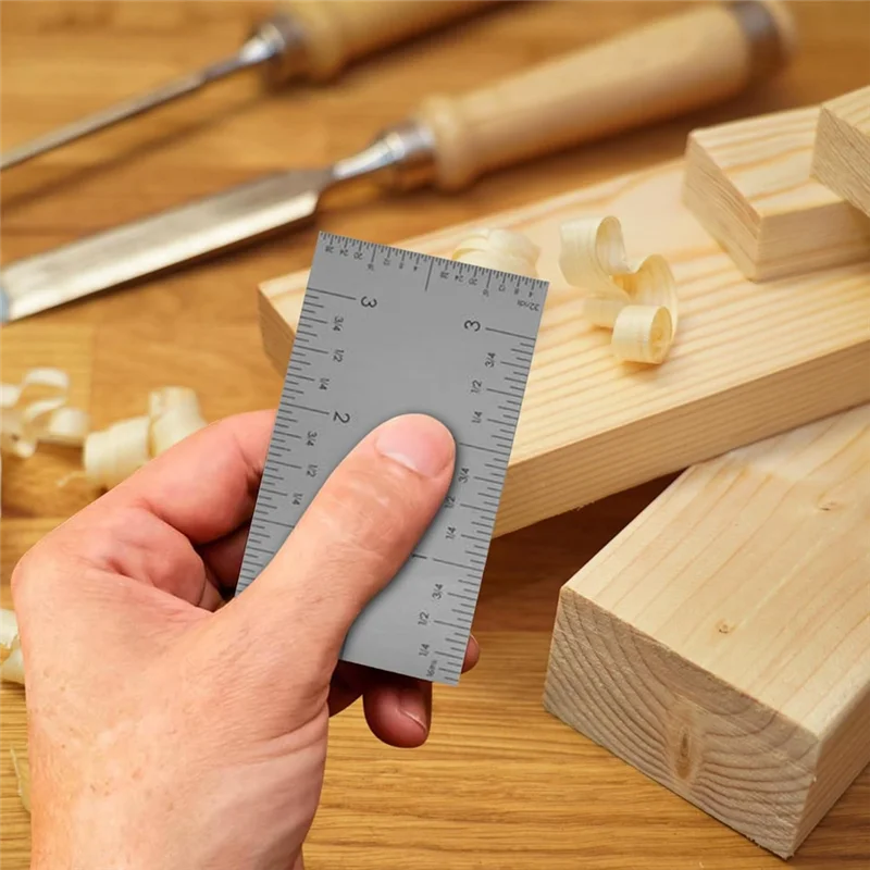 AT63-3In Pocket Rule-Versatile & Matte Woodworking Rulers W/Graduations On All Four Edges For Easy Readability - Marking Tool