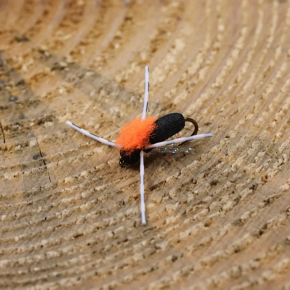 Bimoo 6 Stück # 10 Grizzly Hackle Schaumstoff-Ant-Fliege Schwimmende Schwarze Trockenfliege Para Post Wing Käfer-Insektenköder Forellen-Char-Angelköder – Detail 14