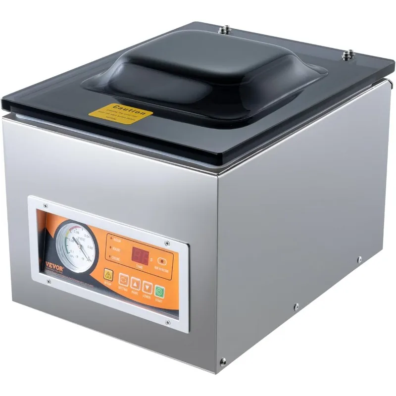 ماكينة تفريغ الهواء للغرفة VEVOR، قوة إغلاق 260 وات، ماكينة تعبئة مفرغة للأطعمة الرطبة واللحوم والبللات والمزيد