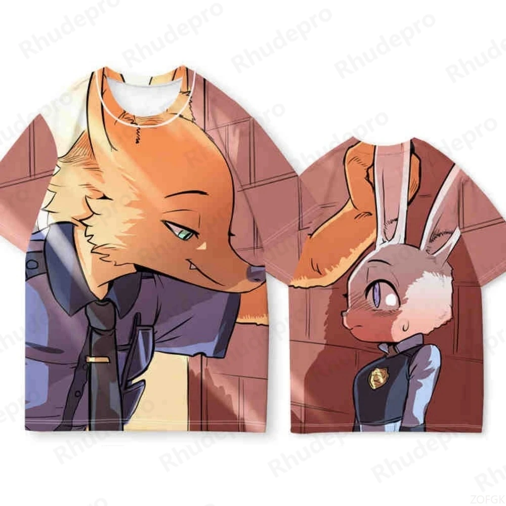 

Cartoon T-shirt Men Women Summer Fun Zootopia 3D Print Top Tee Male Fashion Trend Short Sleeve Clothing Casual Streetwear