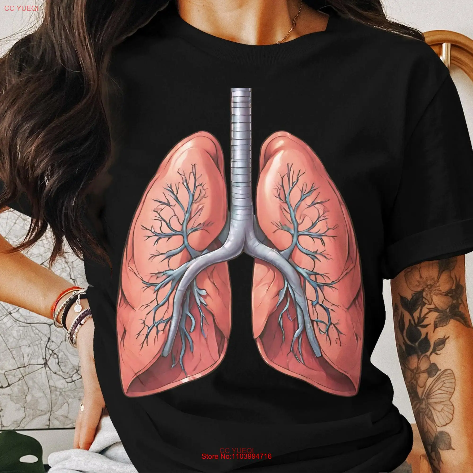 Human Body Internal Organs Anatomy T Shirt Lungs Birthday Holiday Presents Kids long or short sleeves