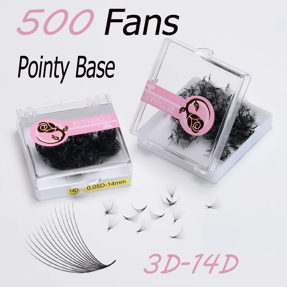 Pointy Thin Base Premade Loose Fans C/D 0.05mm 500 Promade Fans Medium Stem Sharp Russian Volume Lash Faux Mink Handmade Lashes