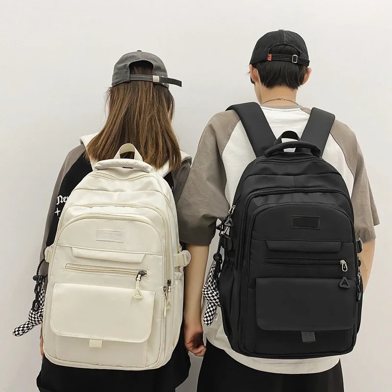 schoolbag youth large capacity Simple student bag solid color travel backpack High quality canvas schoolbag fashion bag