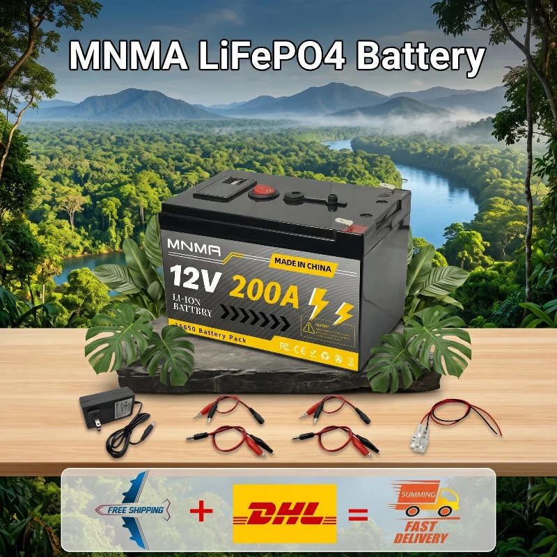 200000mAh 12V LiFePO4 Battery 4000+ Deep Cycles, for UPS, Kayak Fish Finder, Solar Panel, Power Wheels Toys, Scooter，Marine Boat