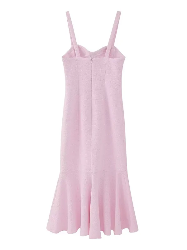 Faionable texturizado em camadas decorado dr primavera verão nova chegada roupas femininas cintura alta v-ne longo sve maxi dr