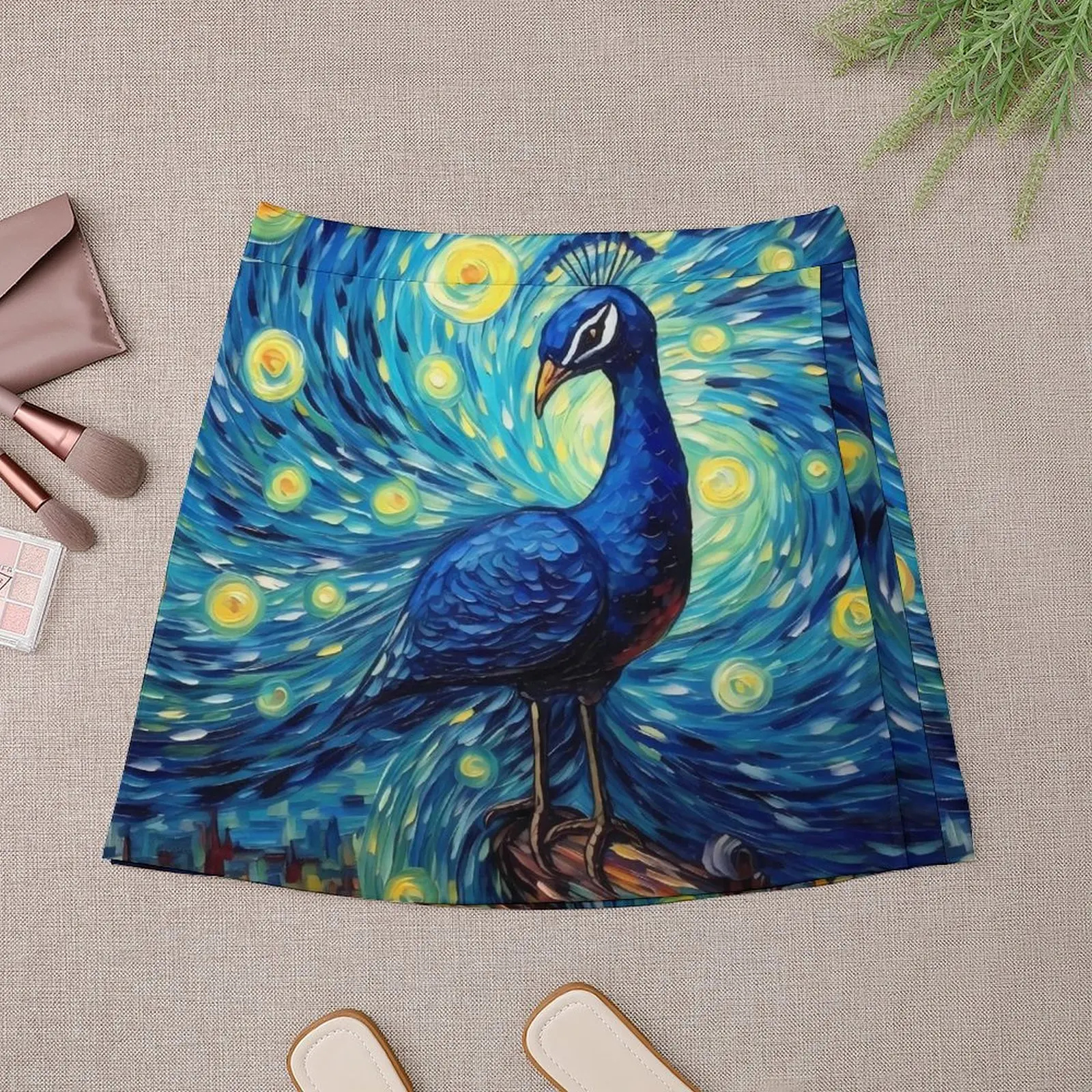 Fantasy Painting About Peacock Skirt Woman  Vintage Mini Skirts Summer Fashion High Waist Graphic Big Size Casual A-line Skirt