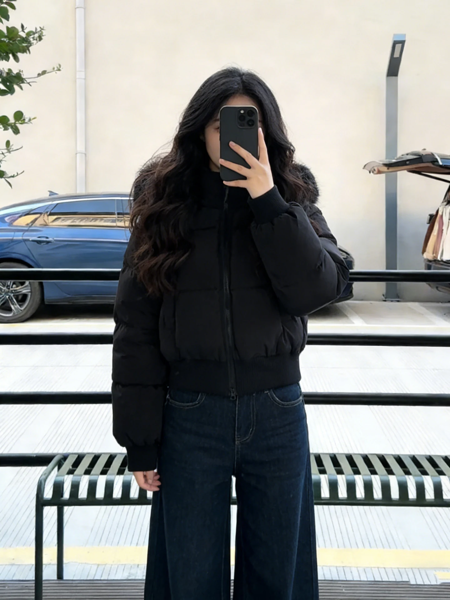 

Retro American Bla Fur Collar Hooded ort down Cotton Jaet Women's Sle Autumn Winter Waist Cinched Thi Warm Cotton Coat