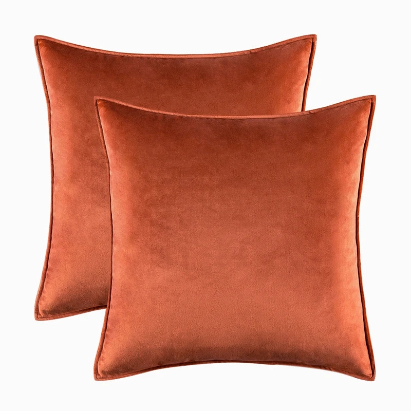 2pcs Oversized Orange Velvet Throw Pillow Covers 60x60cm/50x50cm Soft Cushion Case for Couch Bed Decor 30x50cm 45x45cm