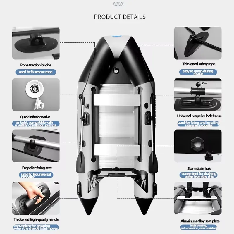 for LUYA Alloy Bottom Assault Boat with V Keel Set 0.9mm Thickened Wear-resistant Chamber Professional Fishing Inflatable