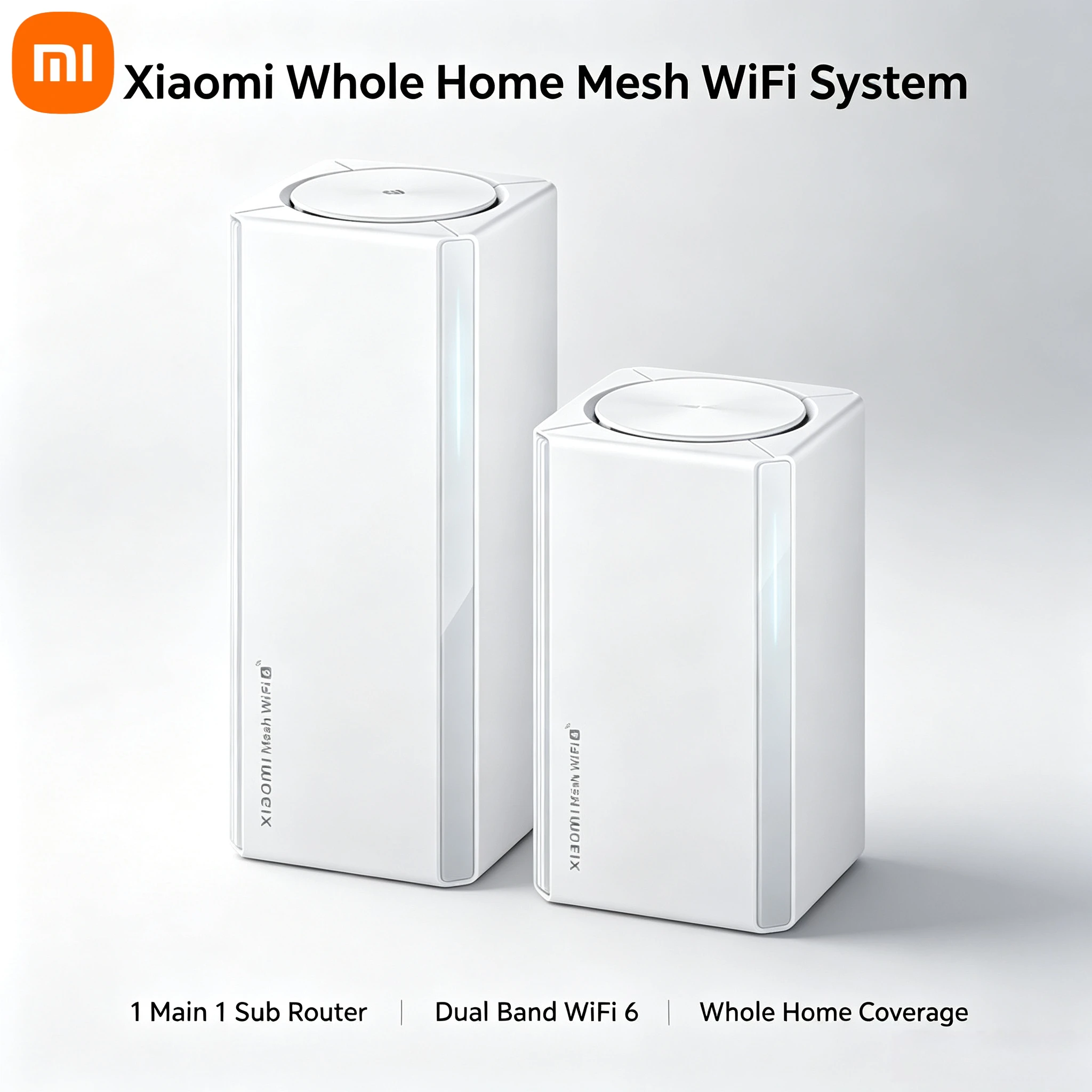 Xiaomi Whole Home Mesh WiFi6 System 1 Main 1 Sub Router Dual Band Gigabit Port Whole House Wireless Mesh Router for Home Network