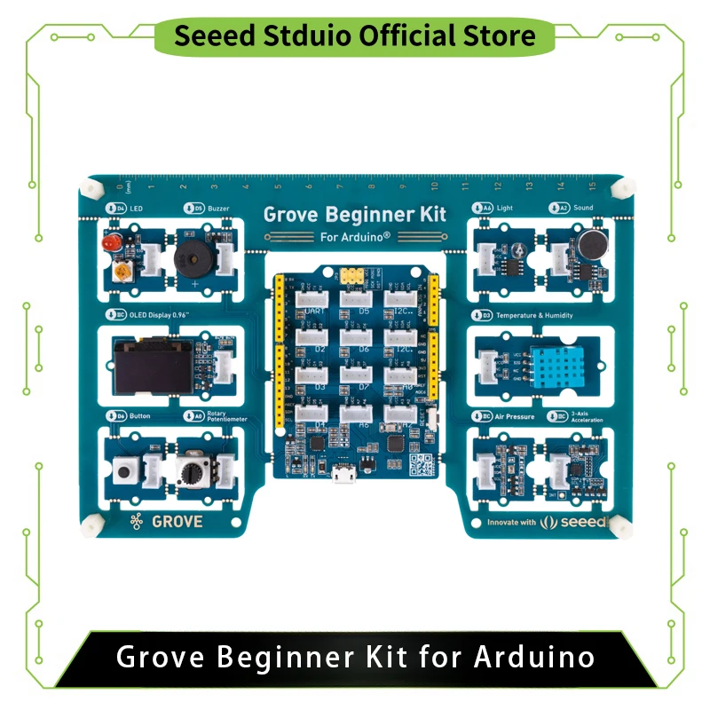 Grove Beginner Kit for Arduino Starter All-in-one Arduino UNO Compatible Board with 10 Sensors and 12 Projects with Free Course
