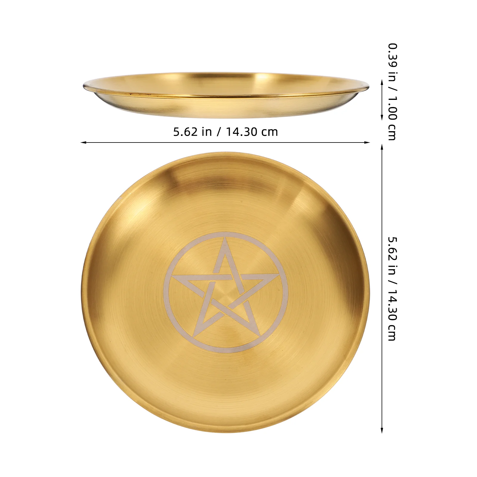 Pentacle Three Phase Moon Gold Disk Jewelry Trays Witch Altar Dish Decorative for Perfume Holder