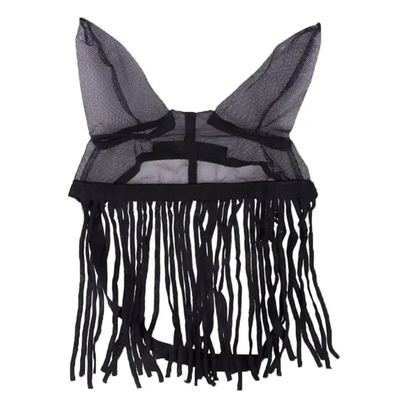 【FLASH-SALE!】Breathable For Riding, Adjustable Bonnet Horse Fly Mask With Tassels, For Riding, For Ranch& Stable Comfort(L)