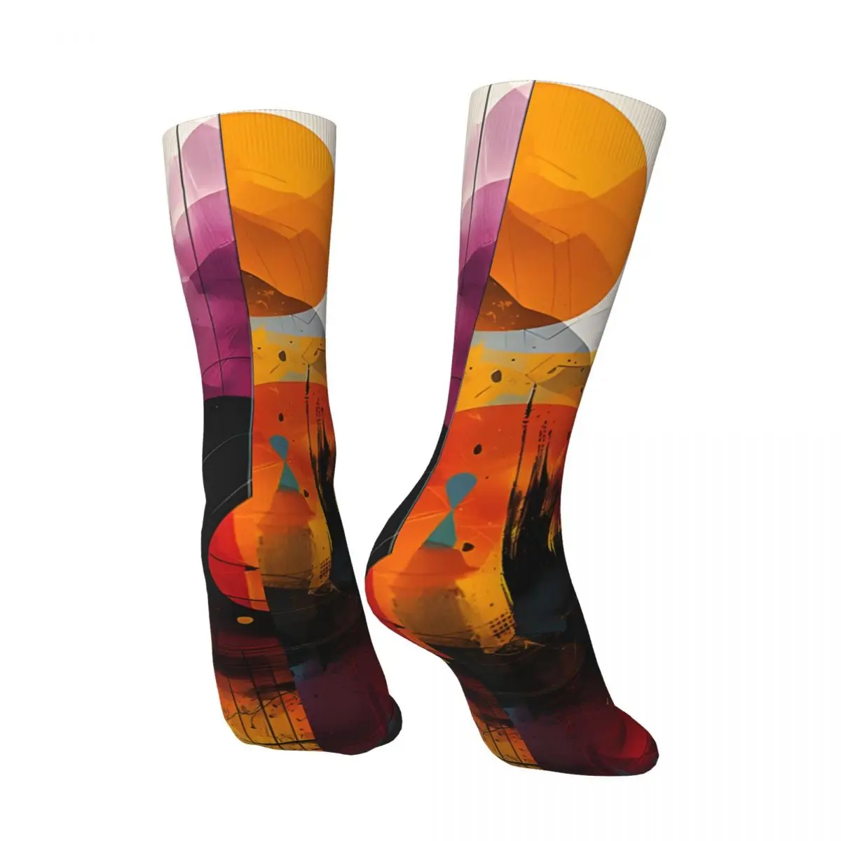 Crazy compression Pattern Abstract Landscape_1 Sock for Men Harajuku Quality Pattern Crew Sock Novelty