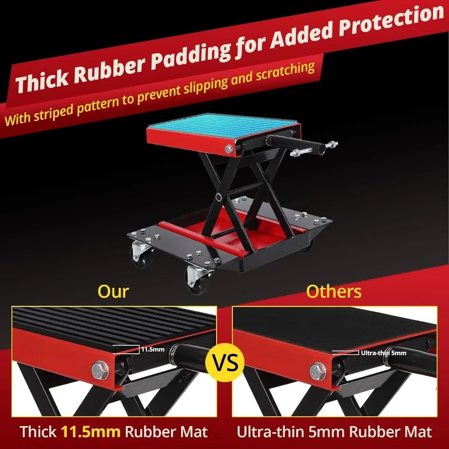 مقبس رفع مقص الدراجة النارية مع عجلات سعة 1100 رطل لصيانة الدراجات النارية وإصلاح تصميم سطح واسع مع السلامة #6