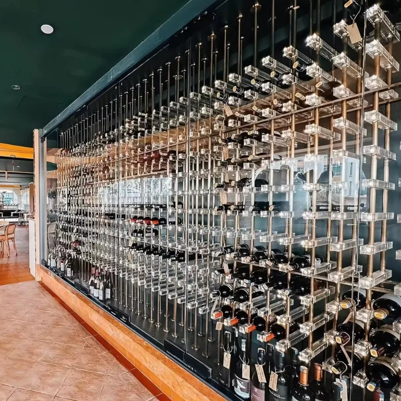 Custom Wine Room Cabinet Wine Cellar Luxury Bar Acrylic Metal Display Stand Wine Bottle with Light Emitting Diode