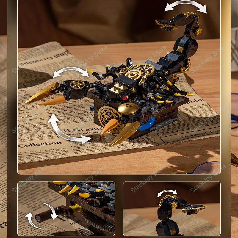 JD014 468 قطعة مجموعة بناء العقرب الميكانيكية نموذج سلسلة الحشرات كتل مجمعة مشروع الجذعية التعليمية هدية للأطفال والكبار