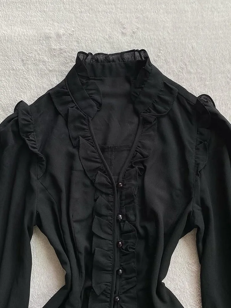 

Оригинальный ретро Bla Long Sve irt с завязкой на талии для похудения, дизайн для поездок на работу, женская смесь хлопка Faion irt