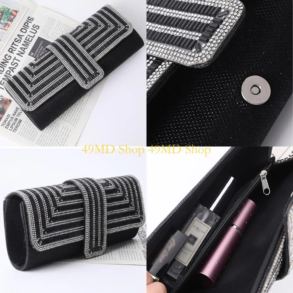 

49MD Evening Dinner Handbag Shiny Clutch Bag Sparkly Crossbody Bag for Rhinestone Banquet Handbag Wedding Party Prom Purse