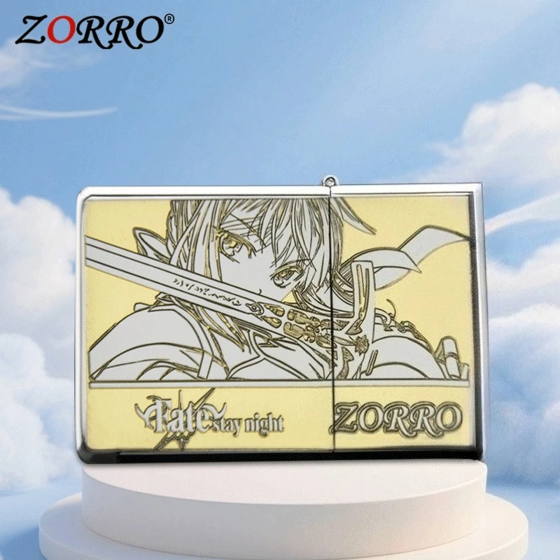 [ZORRO] New Chrome-plated Windproof Kerosine Lighter, Exquisitely Carved Retro Personalized Men’s Cigarette Accessories Gift