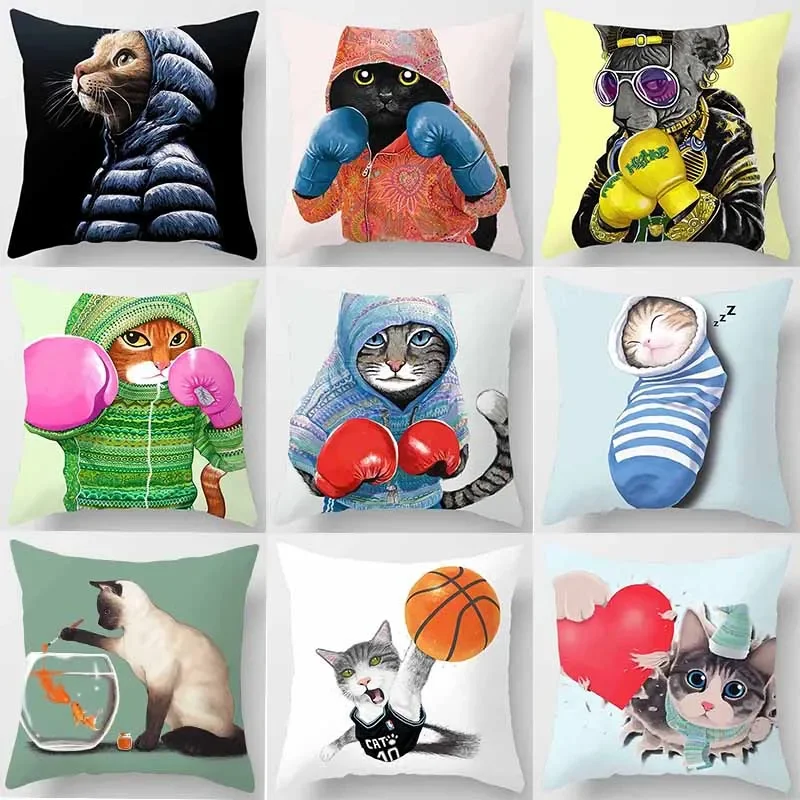 

Customizable Pet Basketball Pillowcase Car Sofa Cushion Cover Bed Bird Pillowcase Autumn Cool Boxing Cat Belt Clothes Pillowcase