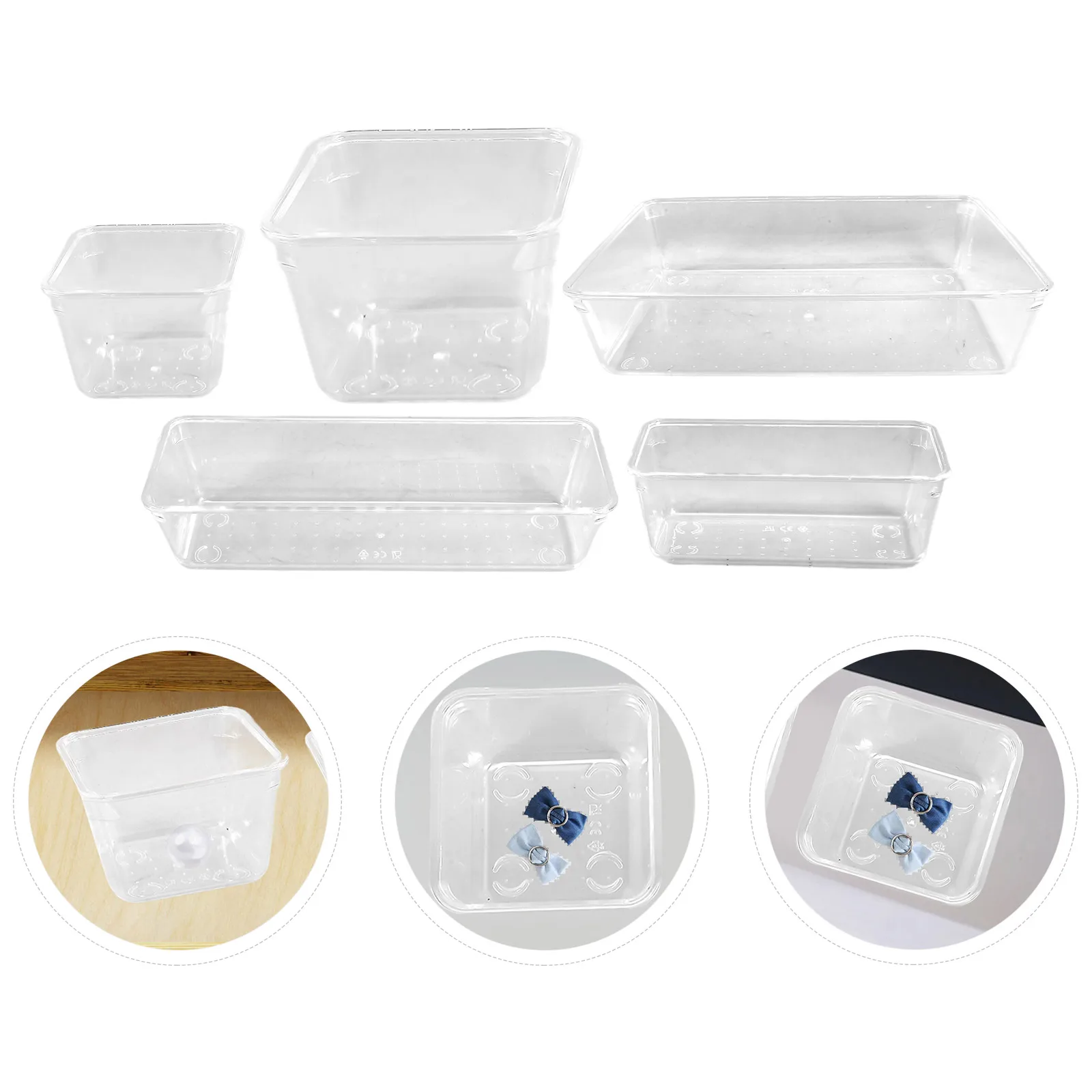 

13Pcs Plastic Drawer Organizer Storage Bins Clear Desk Drawer Organizer Box Versatile Storage Container for Cosmetics Kitchen