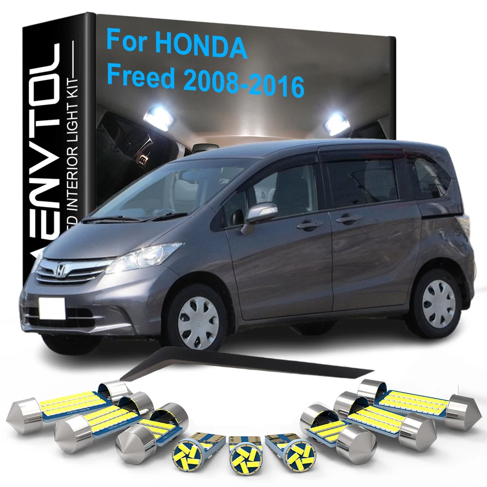 

10pcs LED Interior Lights Canbus For Honda Freed 2008 2009 2010 2011 2012 2013 2014 2015 2016 Dome Read Trunk License plate Lamp