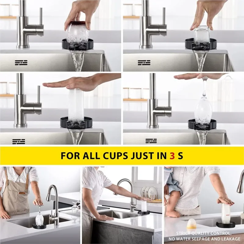 Automatic Glass Rinser Powerful Cup Washer for Kitchen Sink Stainless Steel Baby Bottle Cleaner Sinks Attachment Bar Accessories