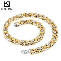 Kalen 6/8/10mm Flat Double Link Chain Trend Men Women Stainless Steel Necklace Punk Rock Chunky Choker Accessories Party Gifts