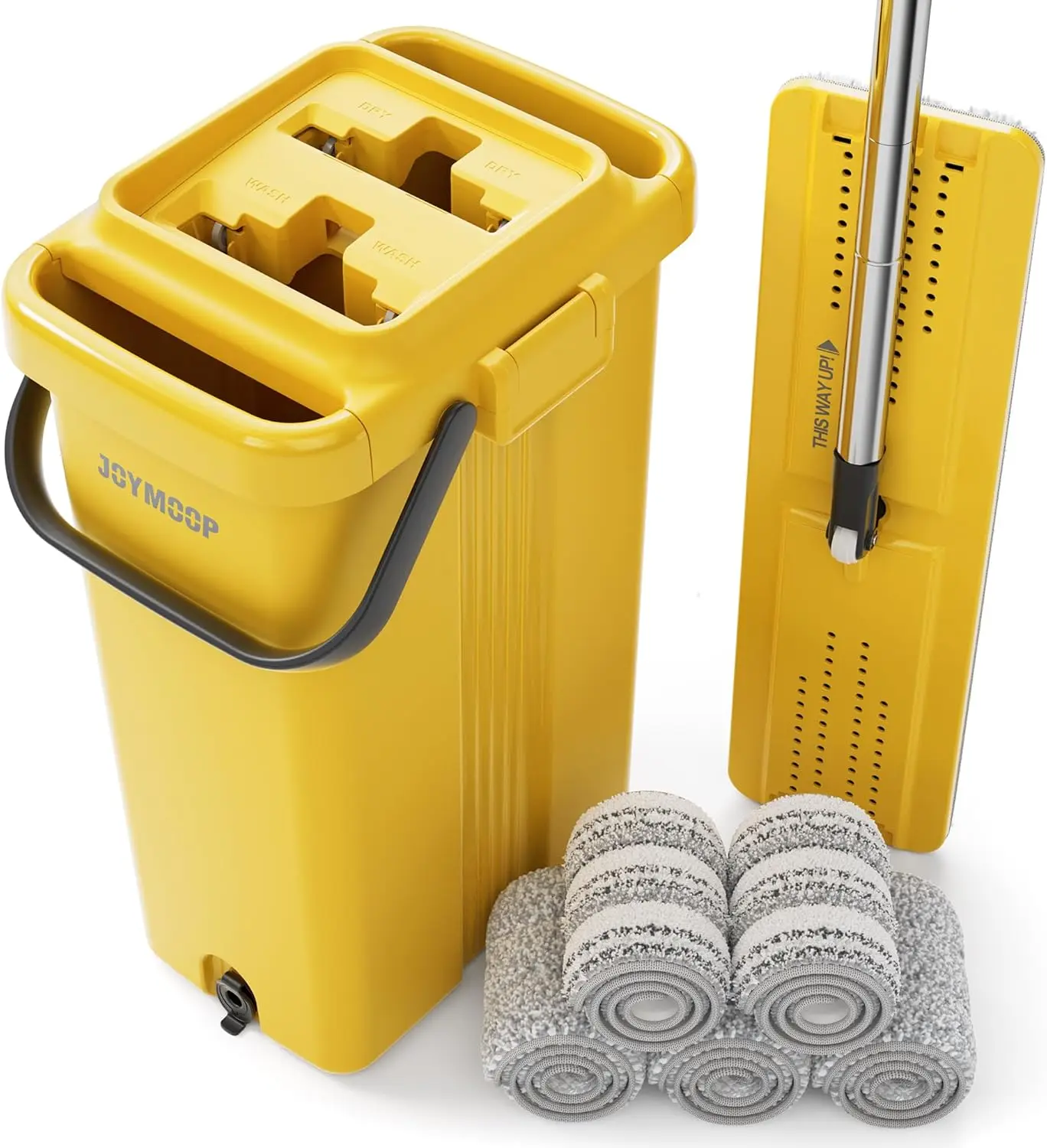

Industrial Mop and Bucket Set 17 7 inch Dust Mops for Floor Cleaning Flat Mop Bucket with Wringer Include 5 Reusable