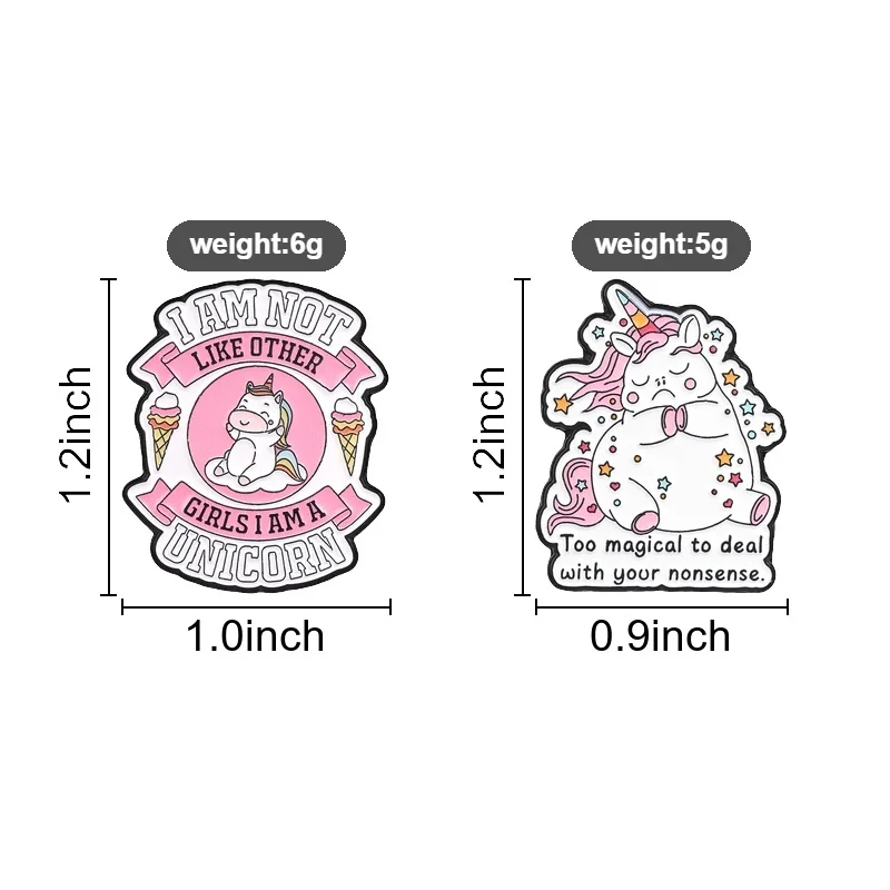 Cute Chubby Unicorn Badge Cartoon Magical Animal Enamel Pins Adorable Kawaii Funny Slogan Brooches Decor Accessories