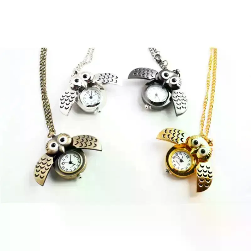 

Модные мужские и женские часы из сплава в стиле ретро в форме совы, кулон, длинное ожерелье, часы-цепочка, подарки на день рождения