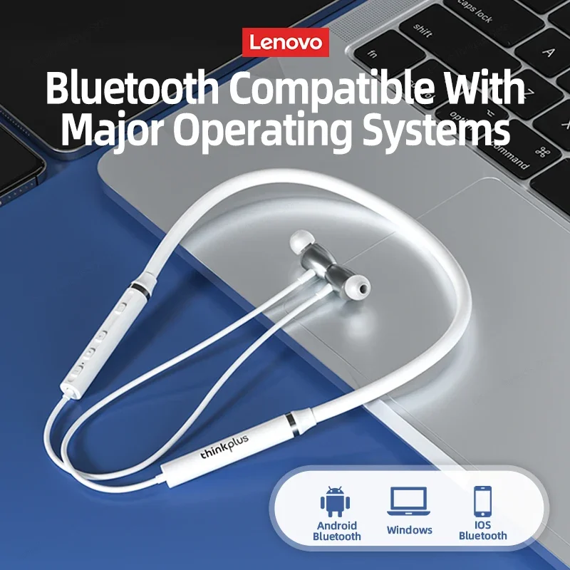 Lenovo Original HE05X Bluetooth-Kopfhörer, wasserdichte Ohrstöpsel, Sportkopfhörer, HiFi-Sound, magnetisches Nackenbügel-Headset mit Mikrofon
