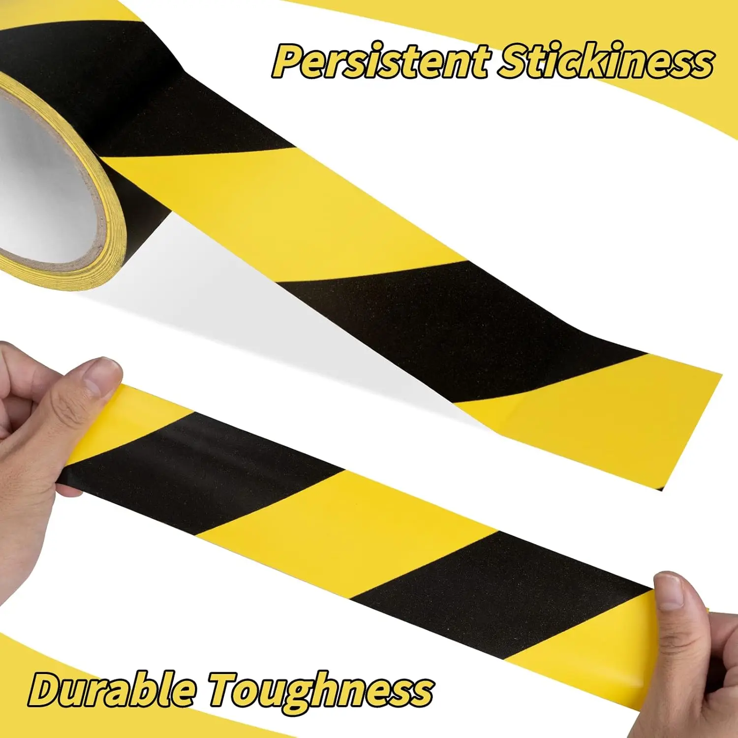 شريط تحذيري للسلامة من المخاطر مقاس 2 بوصة × 36 ياردة شريط تحذير باللونين الأسود والأصفر لفة شريط خطر حاجز مقاوم للماء