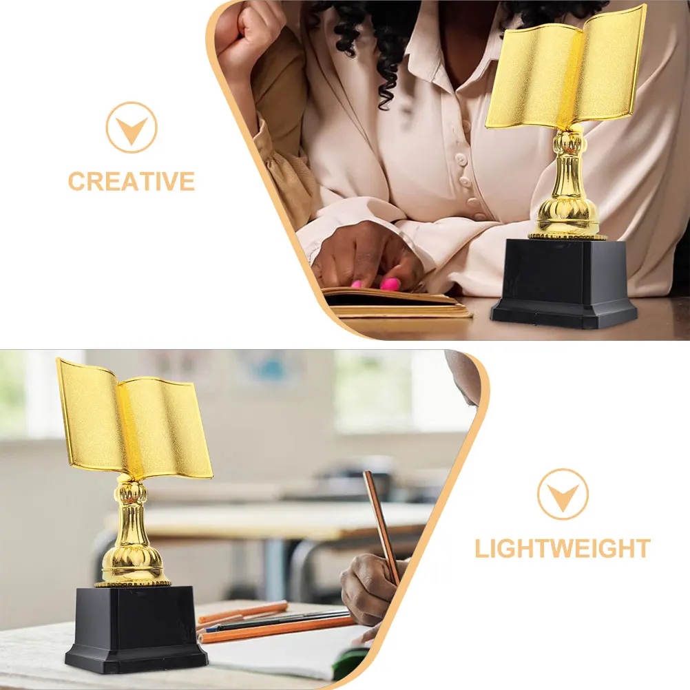

Trophy Reading Competition Awards Gold Trophies Shape Exquisite Prize Accessory Book Child