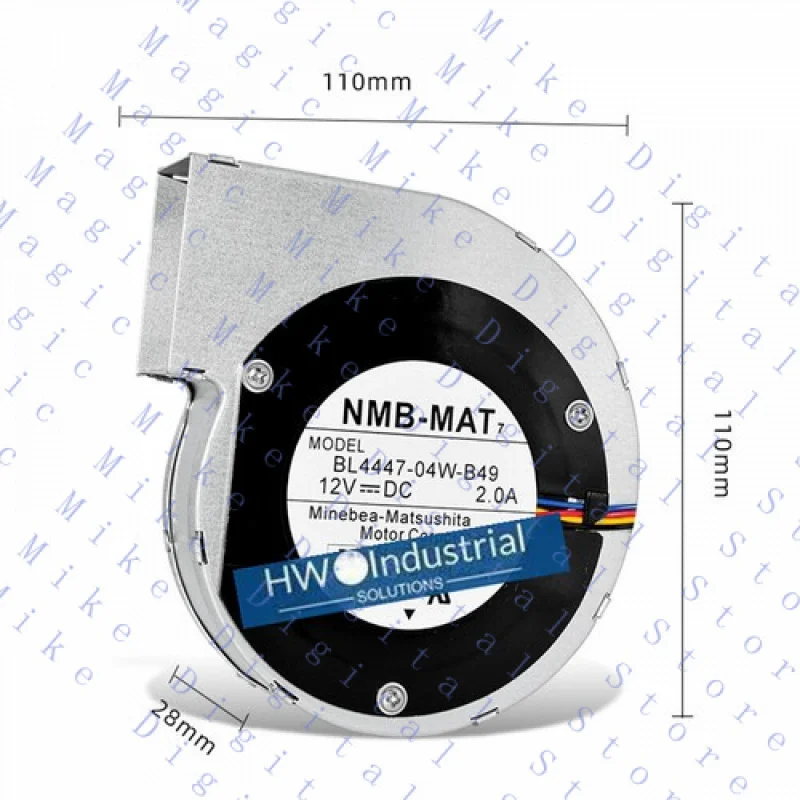 

H New 1PC BL4447-04W-B49 12V 2.0A Turbine Centrifugal Cooling Fan