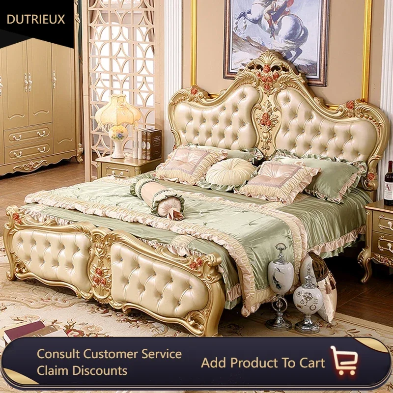 

Wood Soft Bedroom Double Bed Waterproof Luxury Modern Queen Frame Beds Upholstered Storage European Camas De Casal Furniture