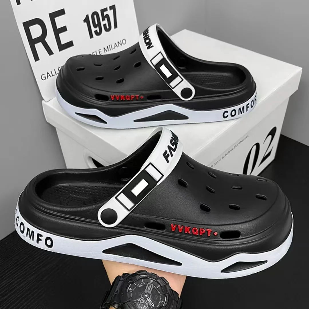 

Men EVA Sandals Summer Breathable Lightweight Soft Sole Closed Toe Hollow Out Clogs Beach Slippers Outdoor Footwear Street Wear