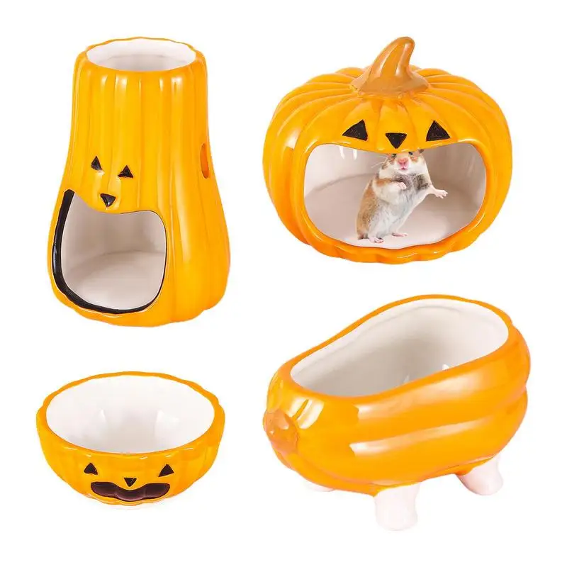 

Hamster Food Dish Ceramic Food Dish And Water Bowl Pet Hamster Bowl Bathtub Halloween Nest Water Bottle Small Pet Living