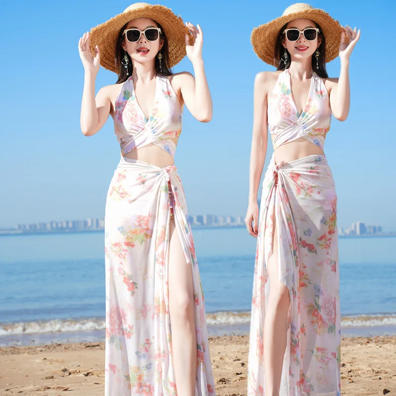 [Sea's beloved]Three-piece swimsuit for women, bikini, beachwear, tummy-concealing, slimming, sexy, high-end