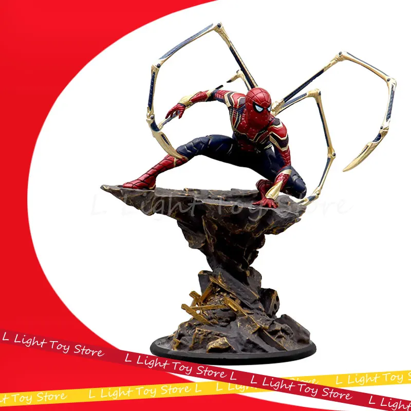 

30cm Spiderman Anime Figure The Avengers Spider-Man Action Figures With Base Statue Collection No Way Home Iron Spider Model Toy