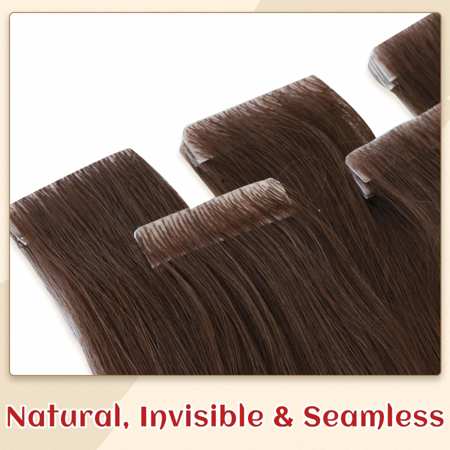 Neitsi Invisible Tape Hair Extensions Hand Tied Tape in Hair Extensions Human Hair Natural Straight Adhesive Tape Extension 20pc