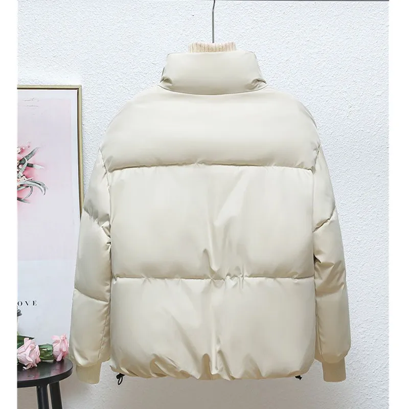 2024 Autumn Winter New Parkas Women Coat Jacket Keep Warm Puffer Jacket Stand Collar Harajuku Loose Black Beige Khaki Outwear